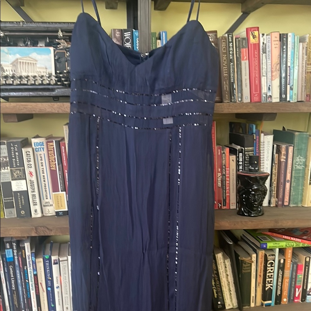 Collection sequin spaghetti-strap dress in crinkle chiffon